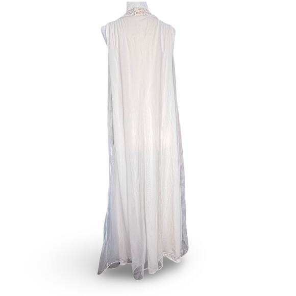 Vintage 70s Sheer White Lace Trim Maxi Nightgown Made In USA Eternal Romantic - Picture 6 of 12